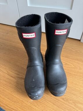 Hunter Black Lined Rain Boot - Flocked Interior